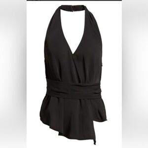 Chic Black Halter Neck Blouse